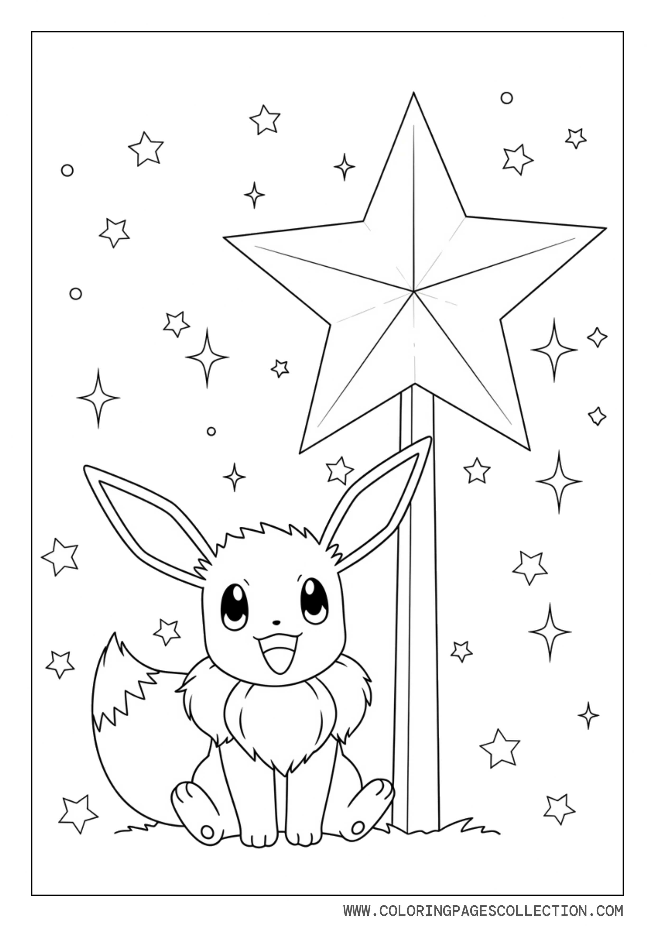 Eevee With Big Star Coloring Page