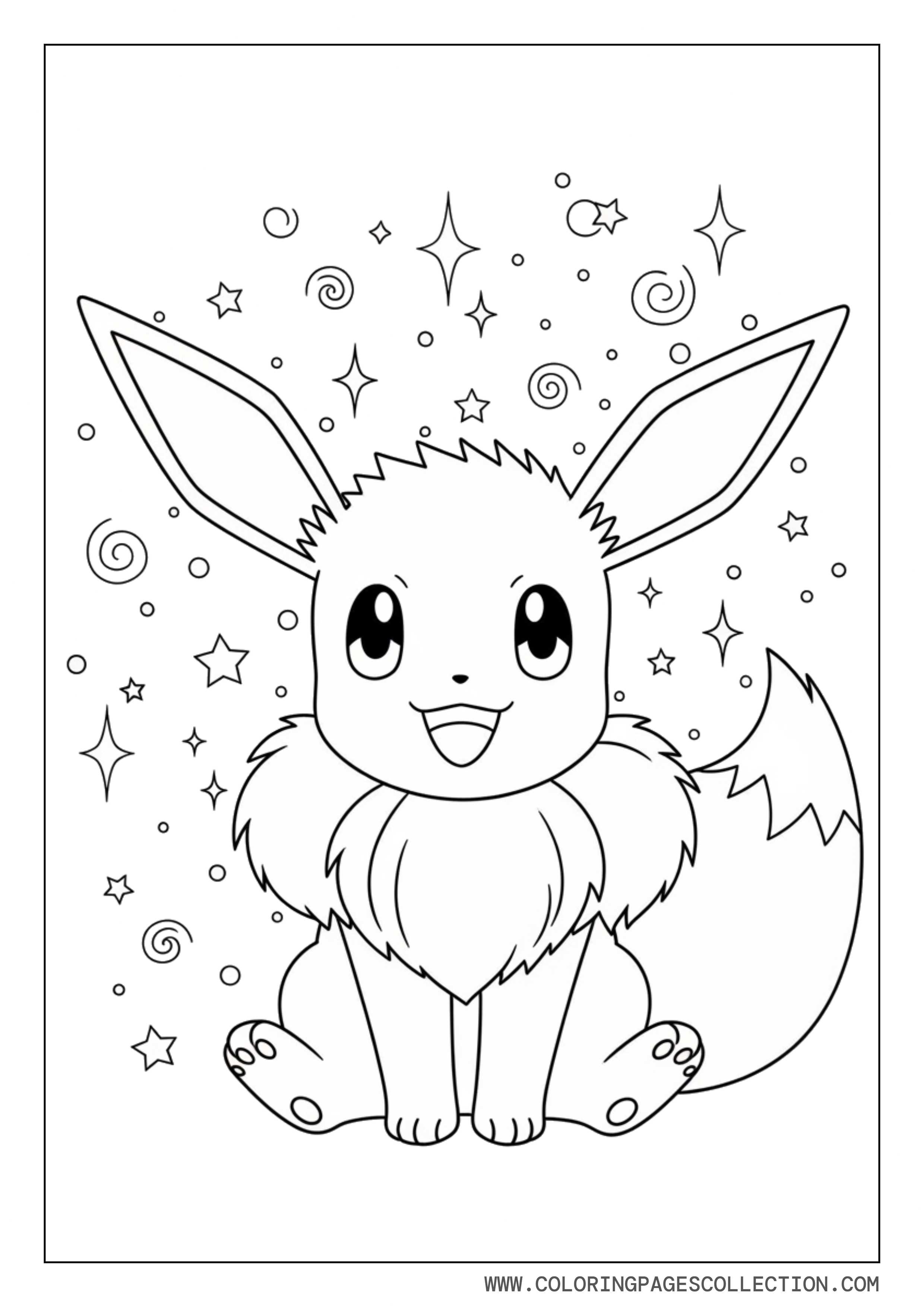 Eevee With Magical Sparkles Coloring Page