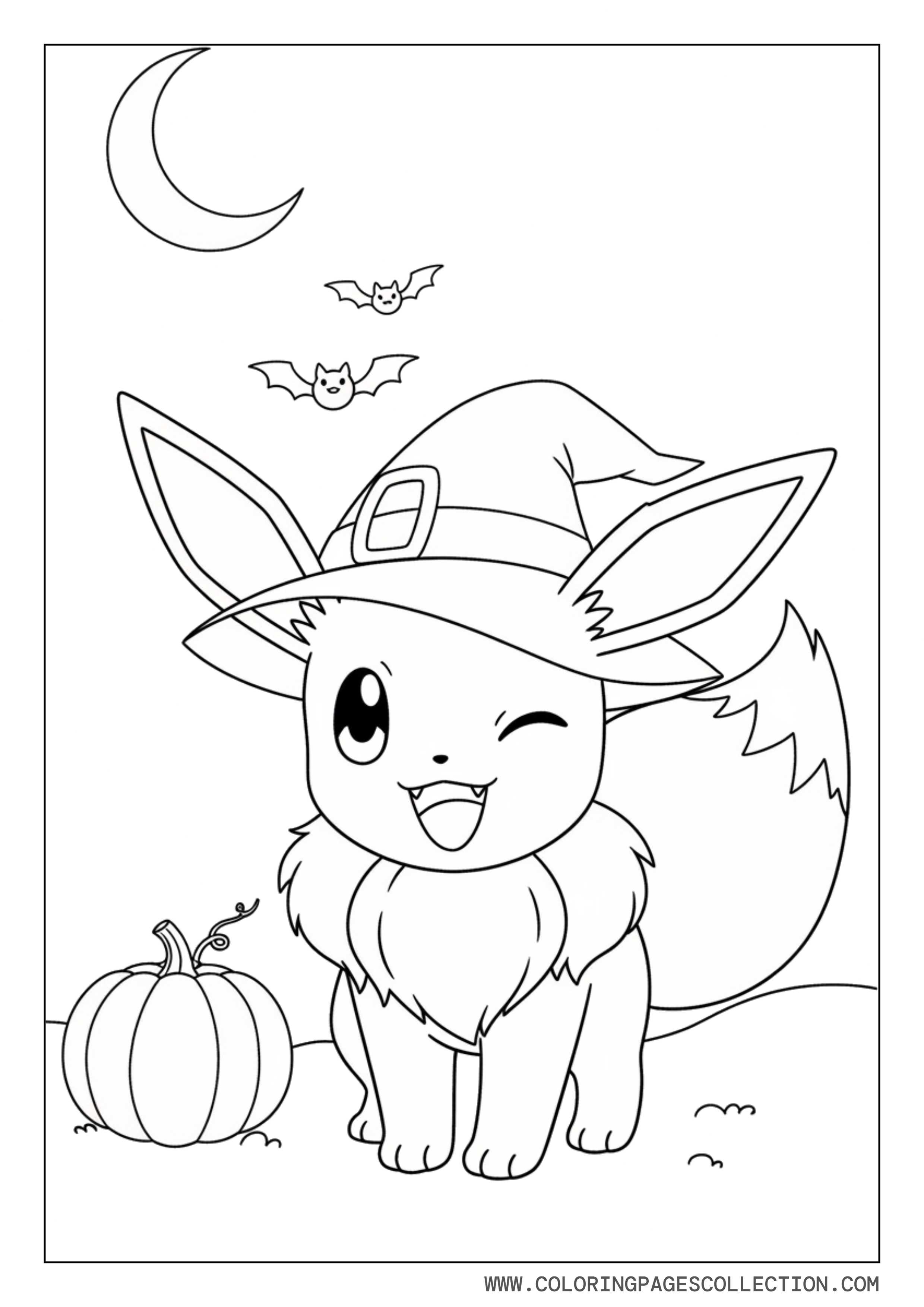 Halloween Eevee Coloring Page