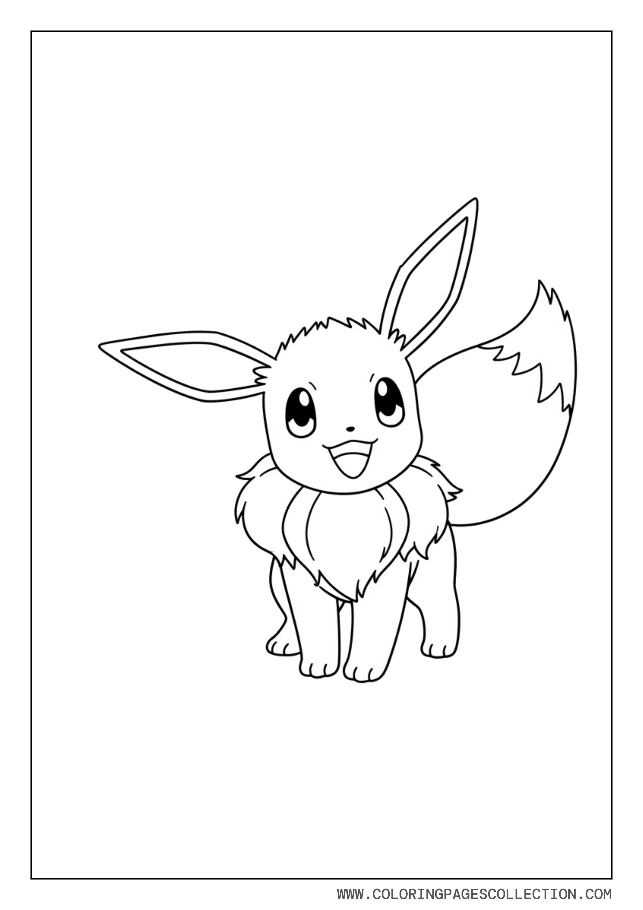 Happy Standing Eevee Coloring Page