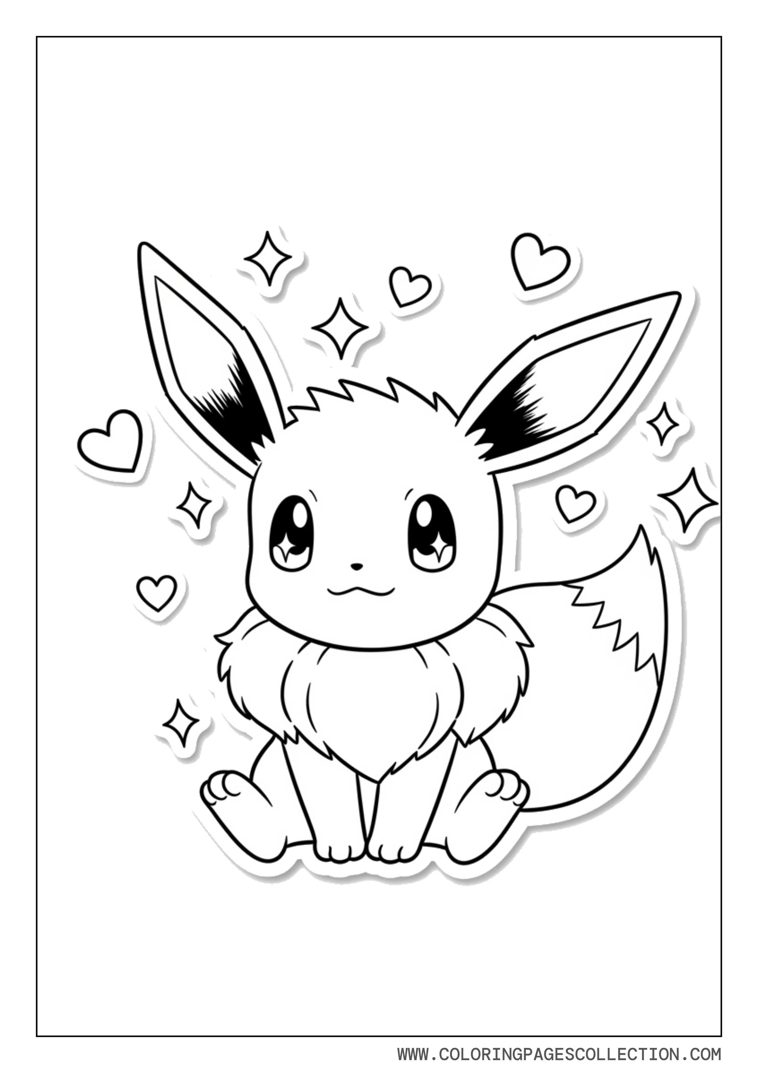 Kawaii Sticker Style Eevee Coloring Page
