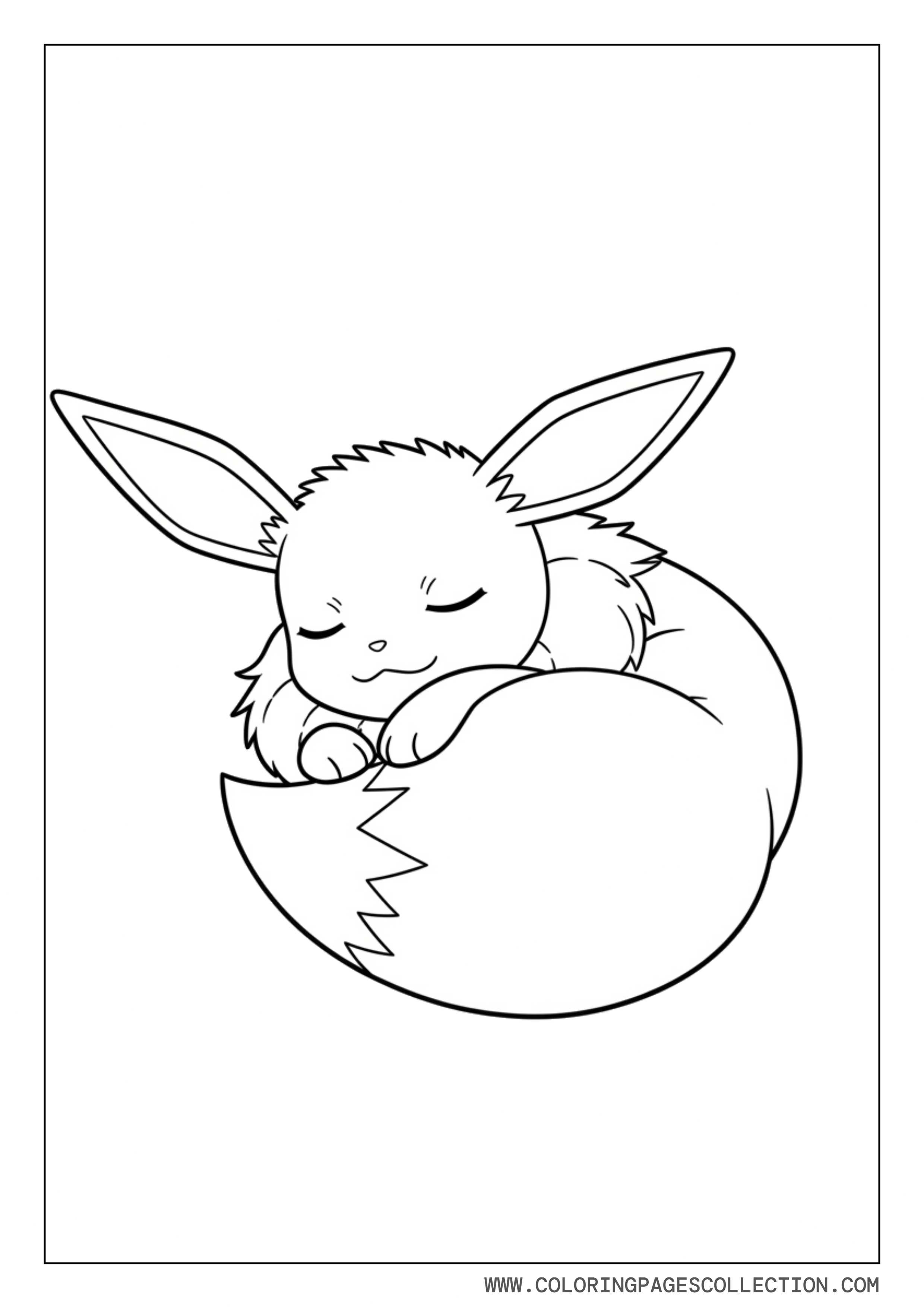 Sleeping Eevee Coloring Page