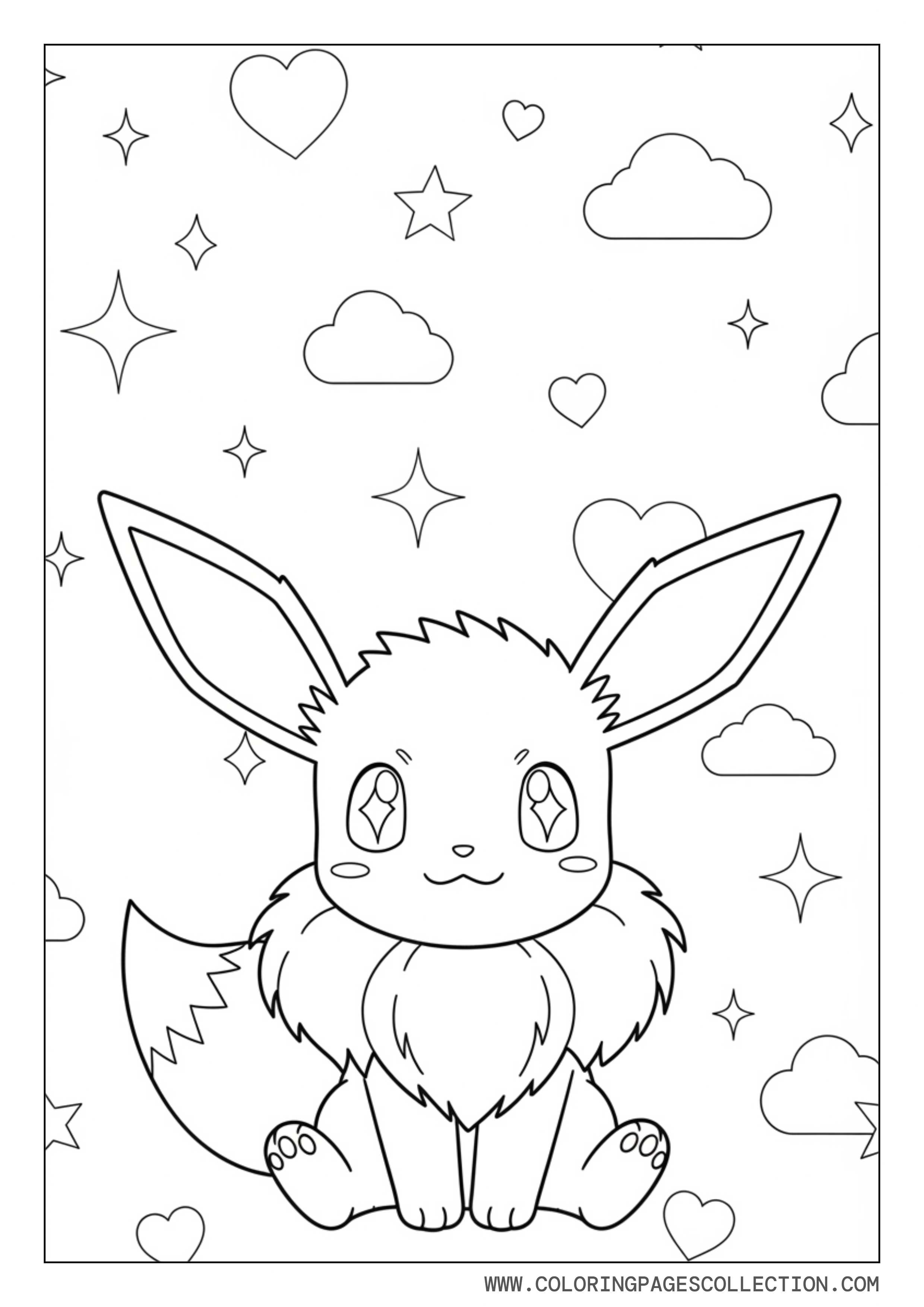 Super Kawaii Eevee Coloring Page