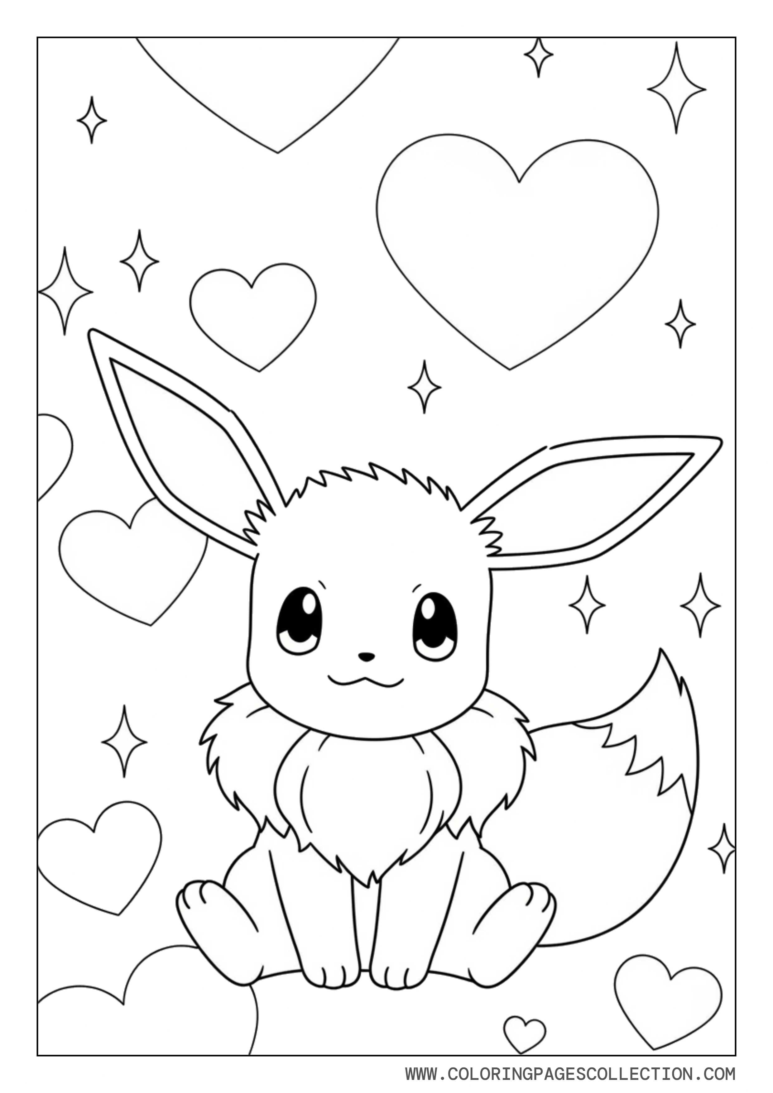 Valentine Eevee Coloring Page