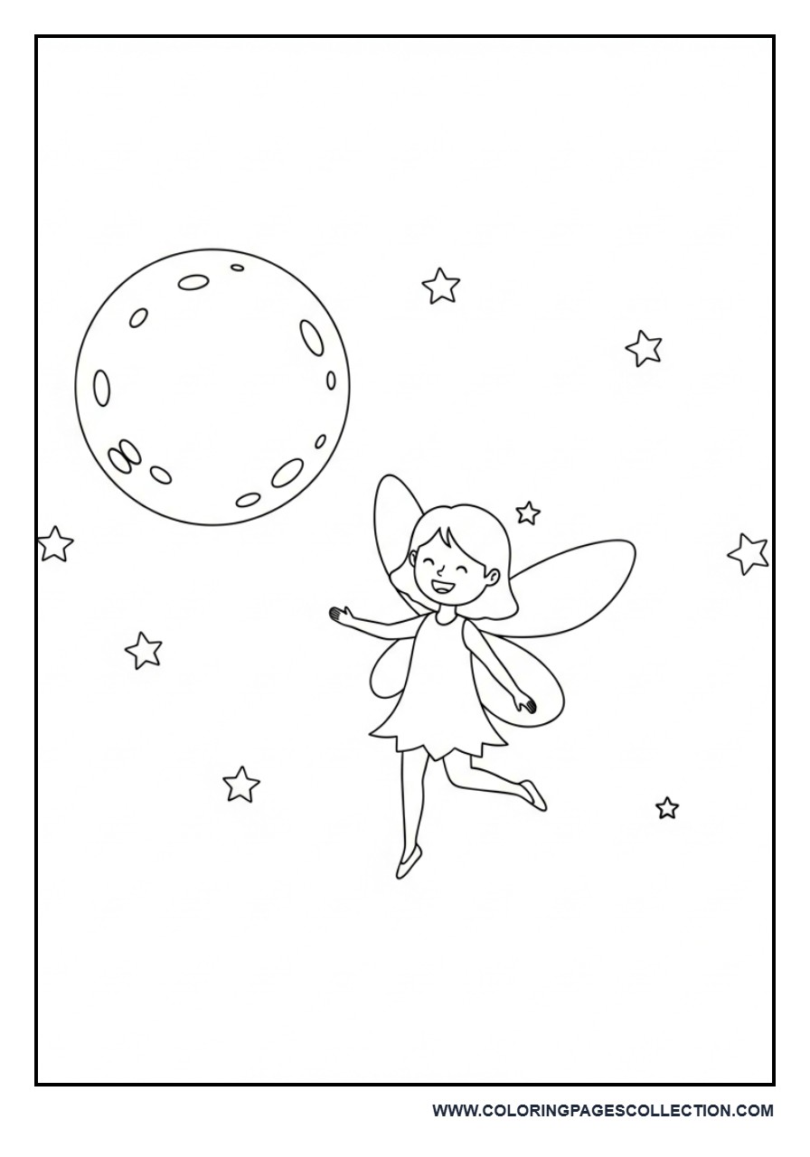 Fairy Flying Near Moon