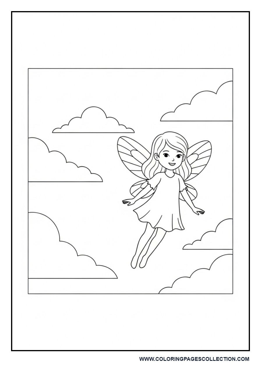 Fairy Flying Through Clouds