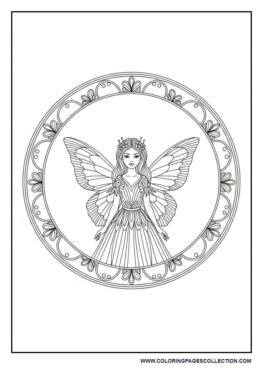 Fairy in Decorative Circle Frame