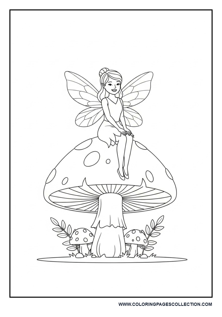 Fairy Sitting on Mushroom