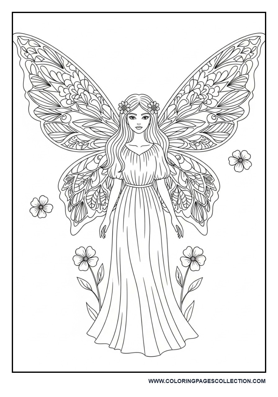 Fairy with Floral Pattern Wings