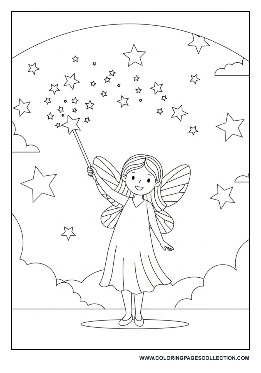 Fairy with Magic Wand and Stars