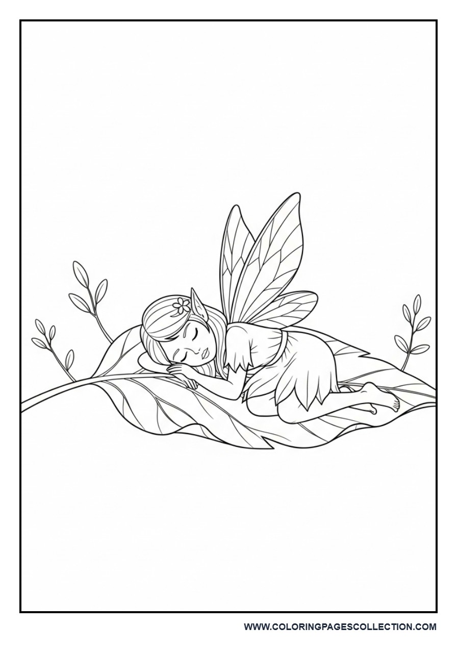 Sleeping Fairy on Leaf
