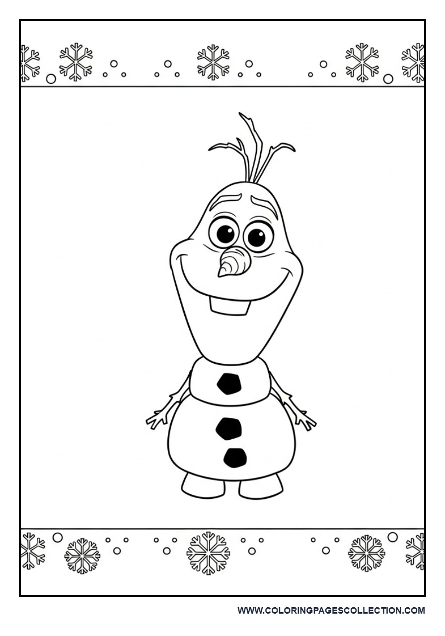Cute Olaf with Snowflakes Border