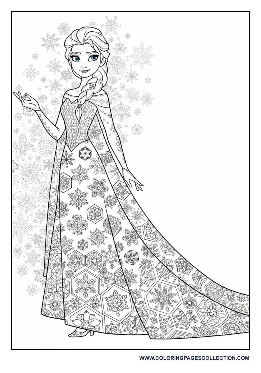 Elsa and Snowflake Pattern Dress Focus