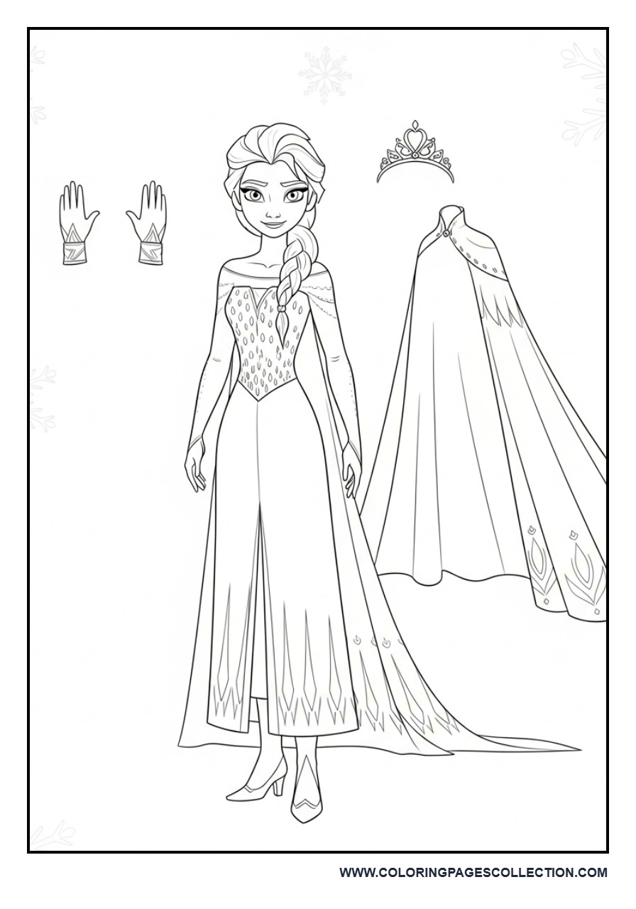 Elsa Paper Doll Style Page