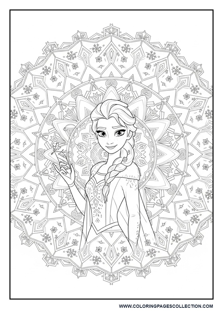 Elsa Snowflake Mandala Design