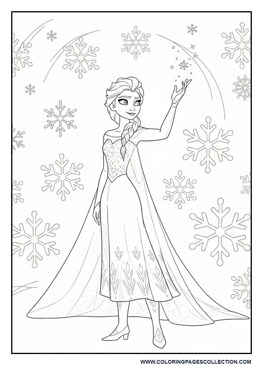 Elsa Trace the Snowflakes Page