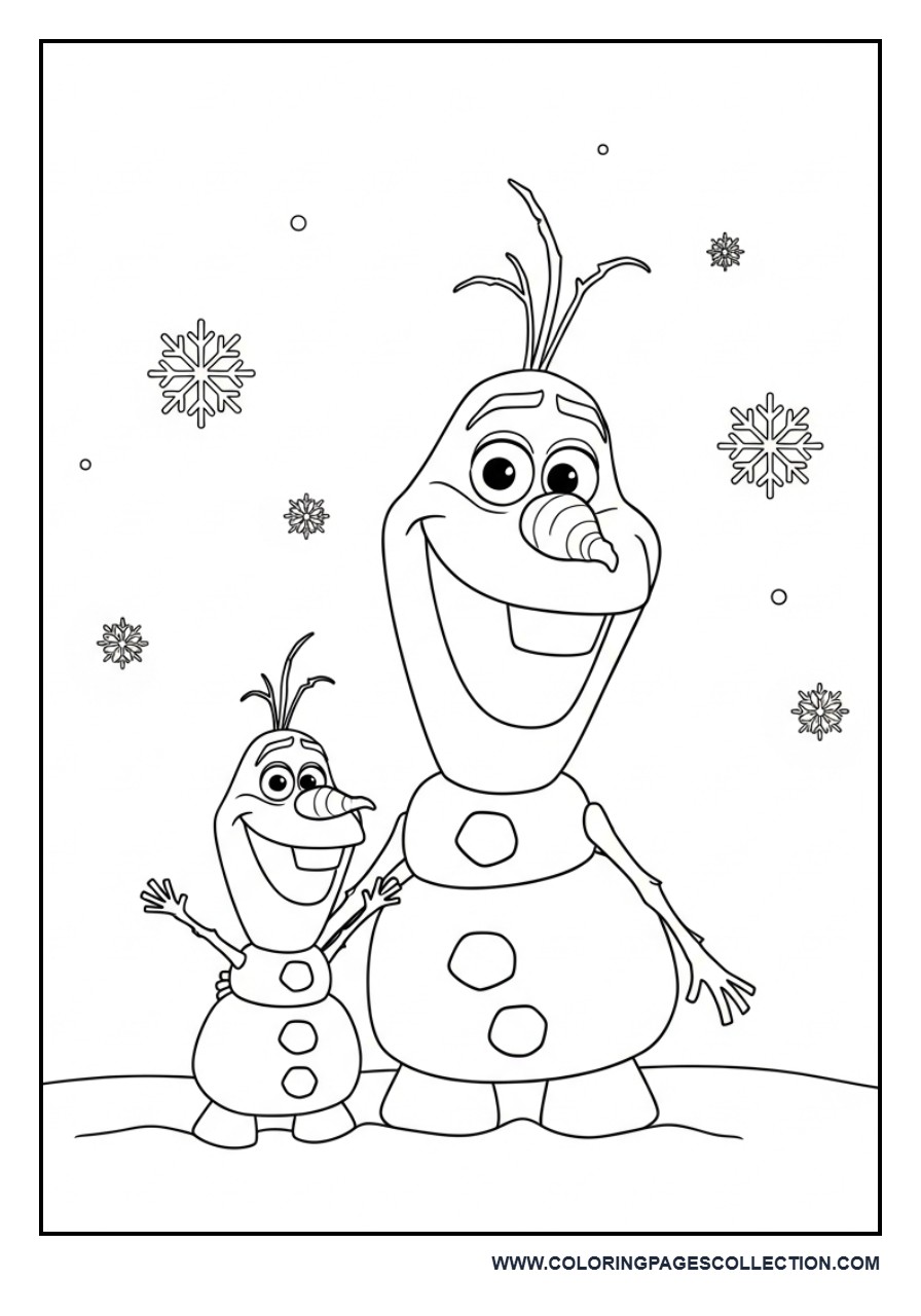 Olaf and Small Snowman Scene