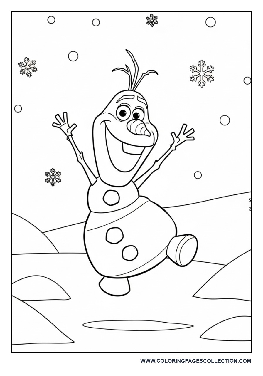 Olaf Playing in Snow Scene