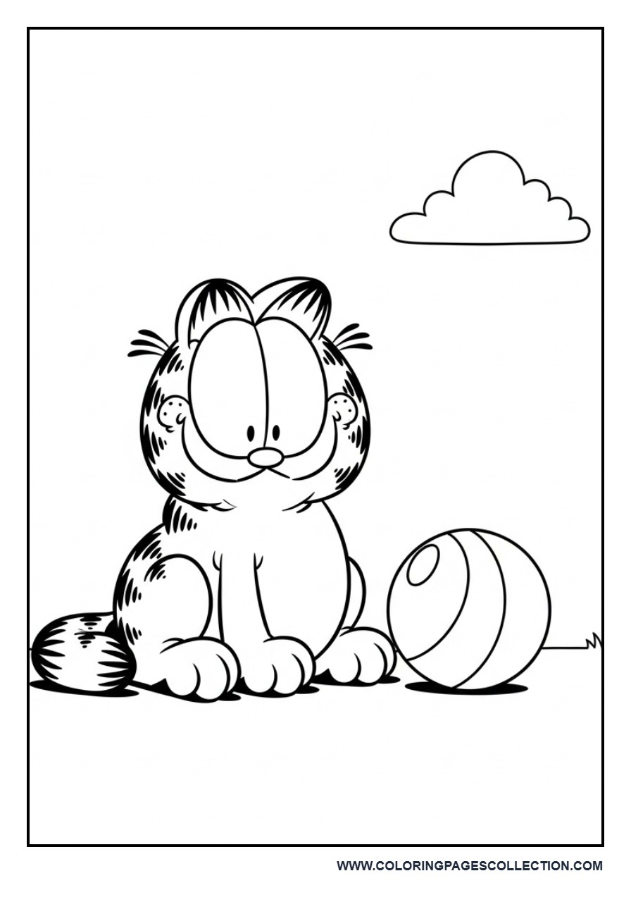 Garfield and Ball on Grass