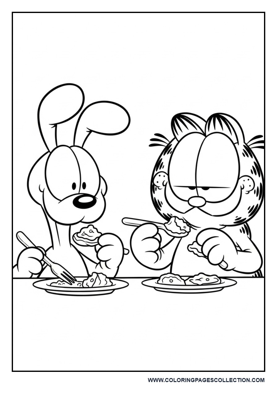 Garfield and Odie Eating Together