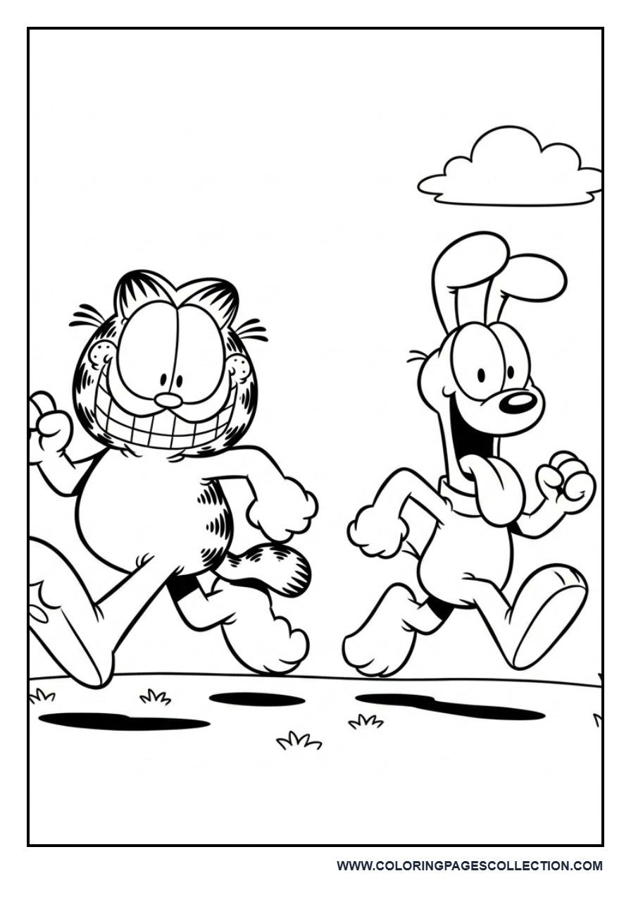 Garfield and Odie Running Together
