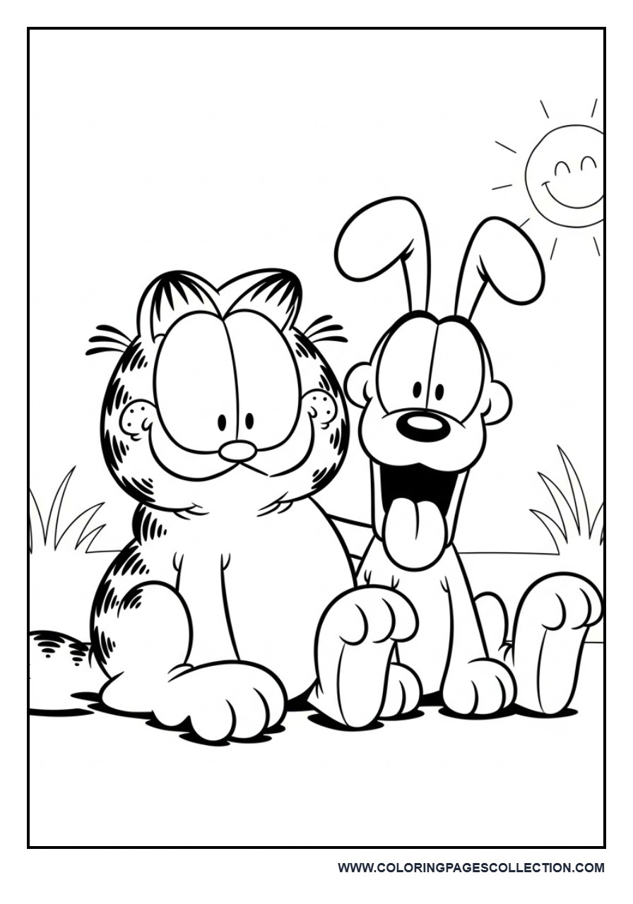 Garfield and Odie Sitting Together