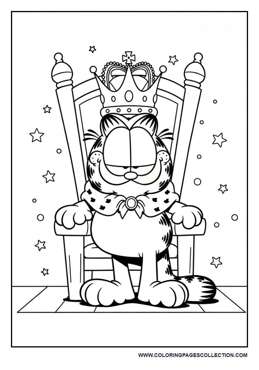 Garfield as a King on Throne