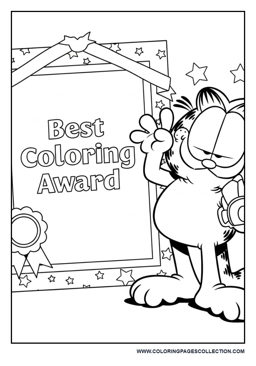 Garfield Coloring Certificate Page