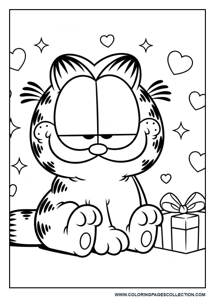Garfield Cute Sitting with Gift