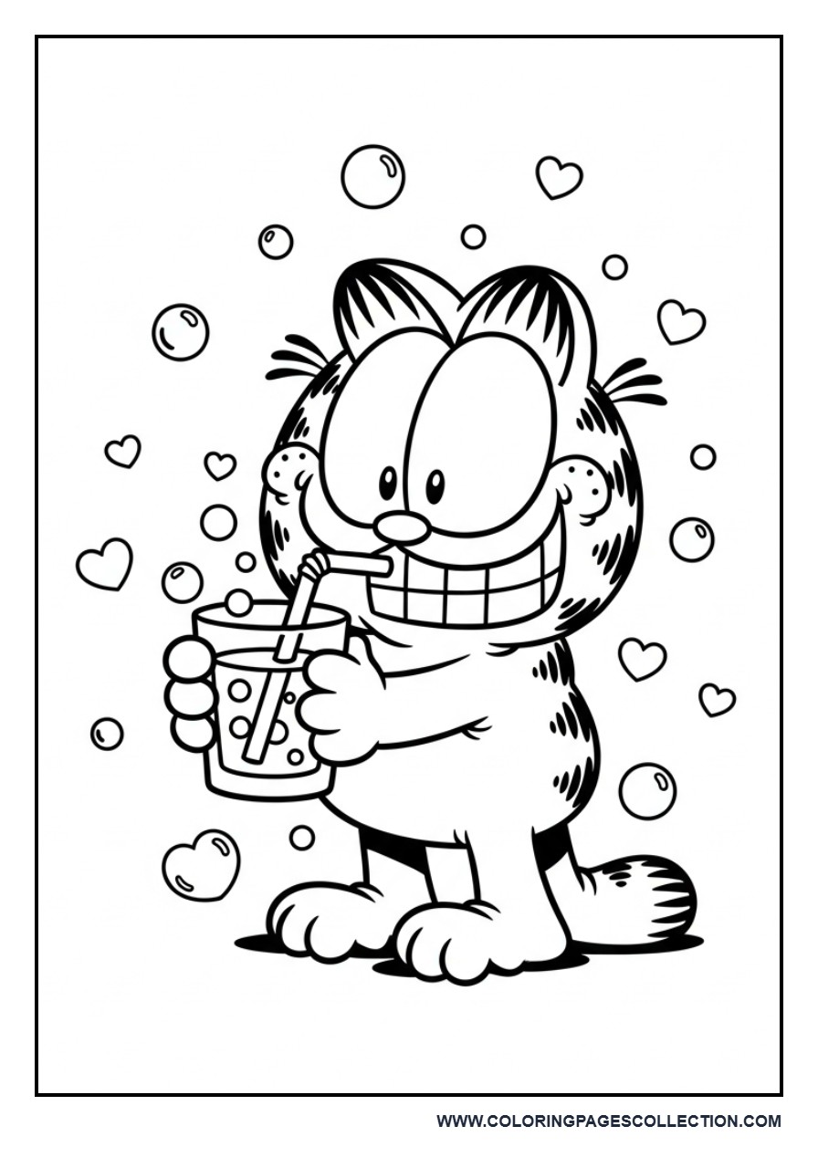 Garfield Drinking Juice Cute Style