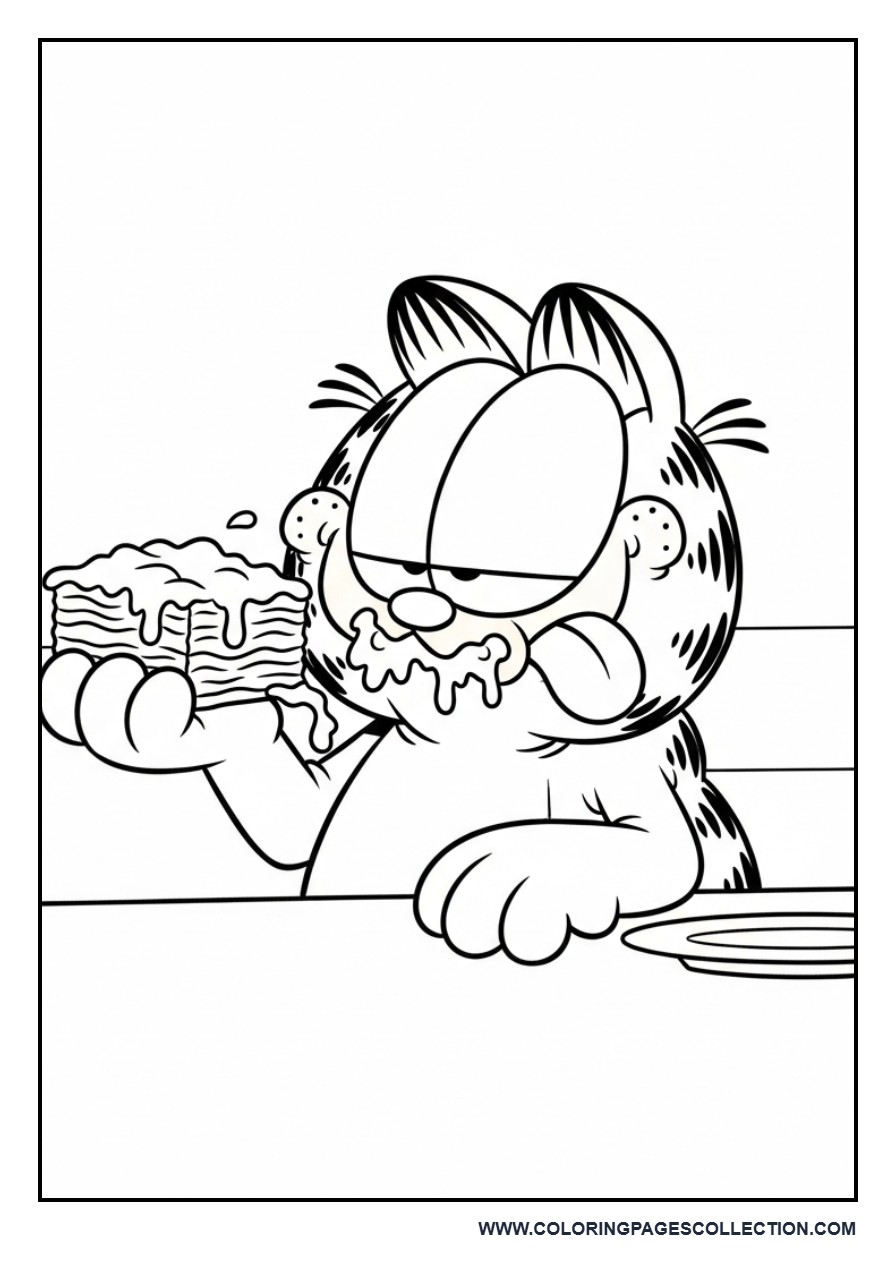 Garfield Eating Lasagna Messily