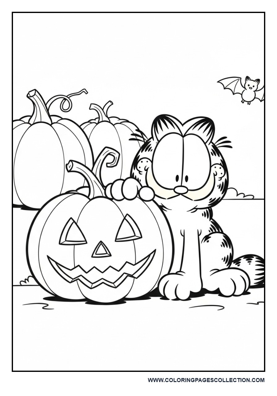 Garfield Halloween Pumpkin Scene