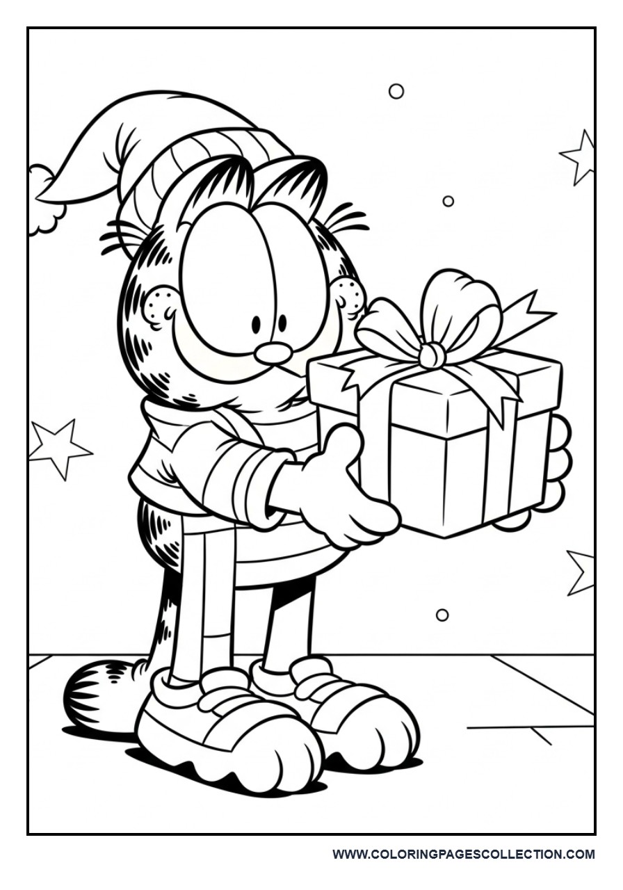 Garfield Holding a Gift Box