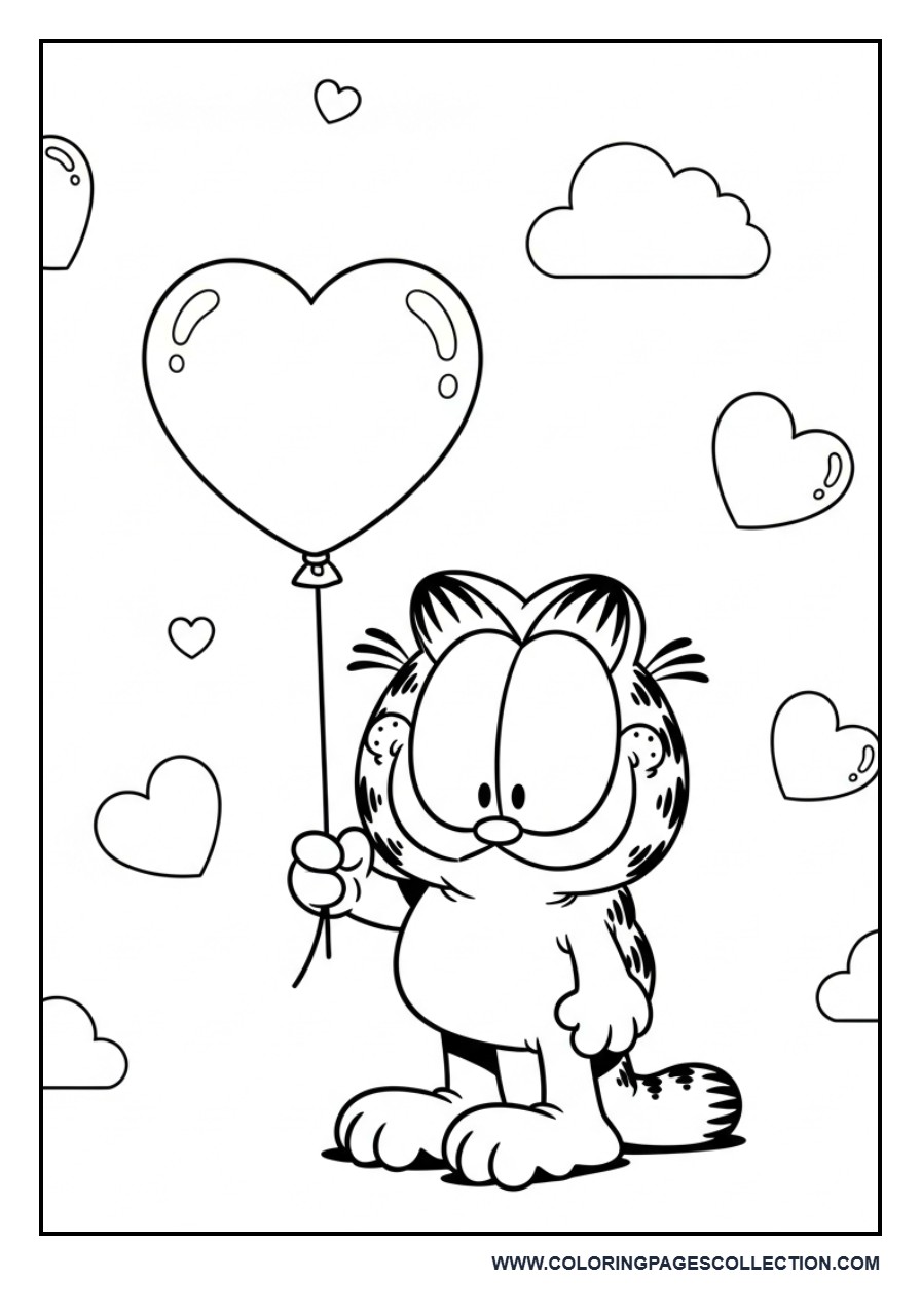 Garfield Holding Cute Heart Balloon