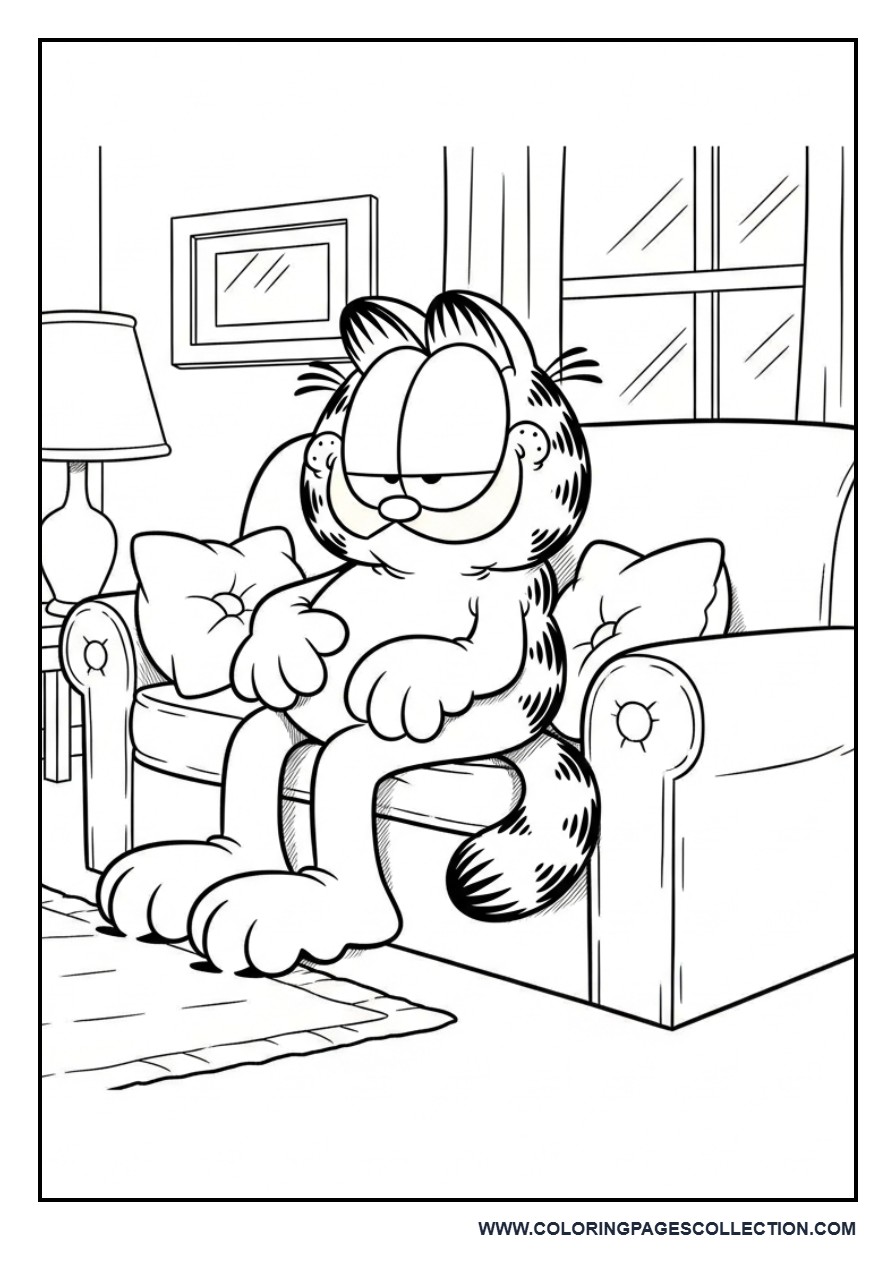 Garfield in a Cozy Living Room