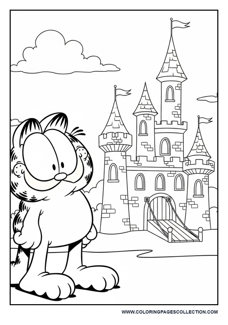 Garfield in a Fantasy Castle Scene