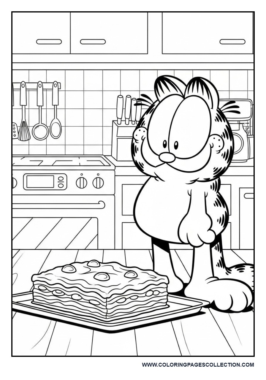 Garfield Kitchen Scene with Lasagna