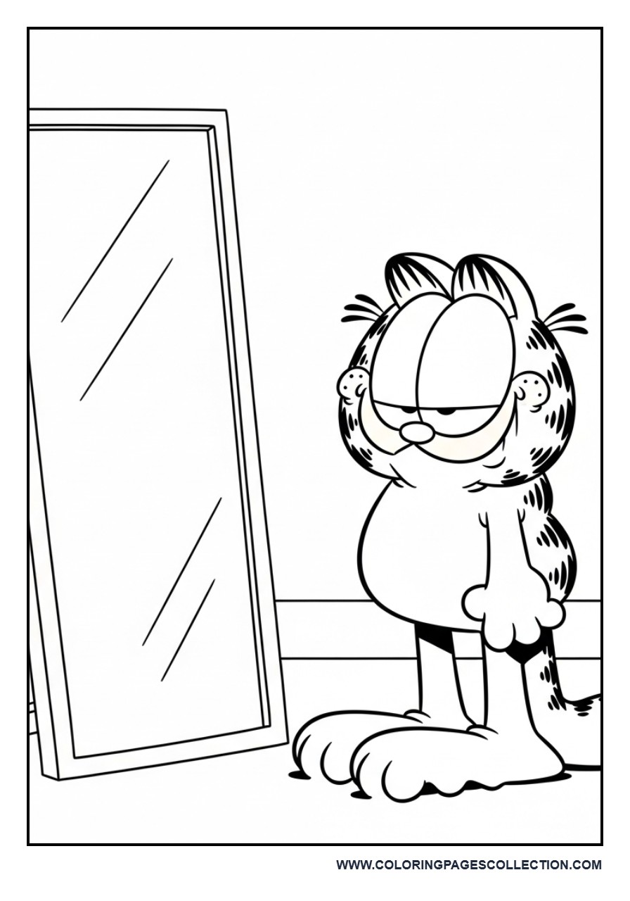 Garfield Looking in Mirror