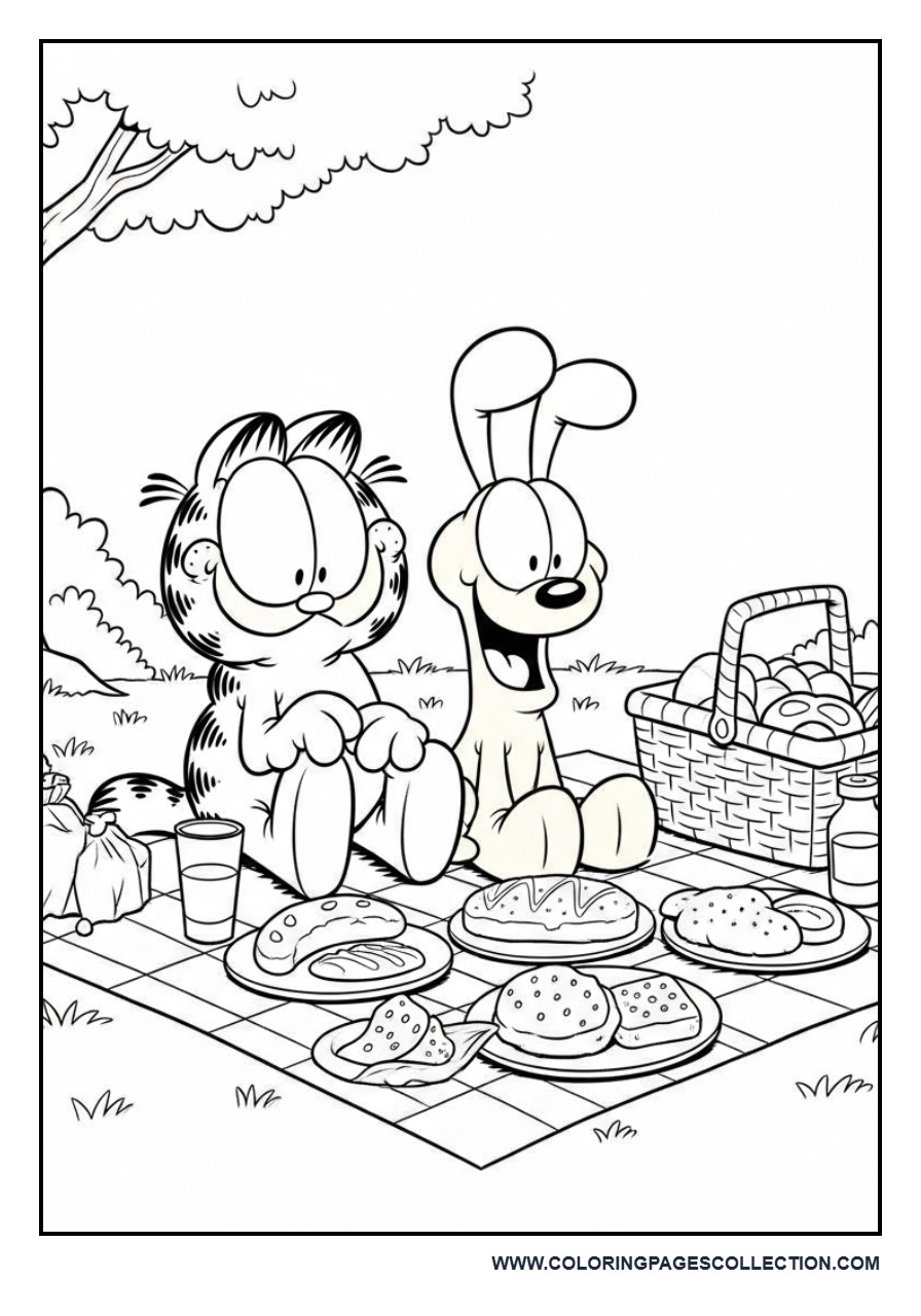 Garfield Picnic with Odie Detailed Scene