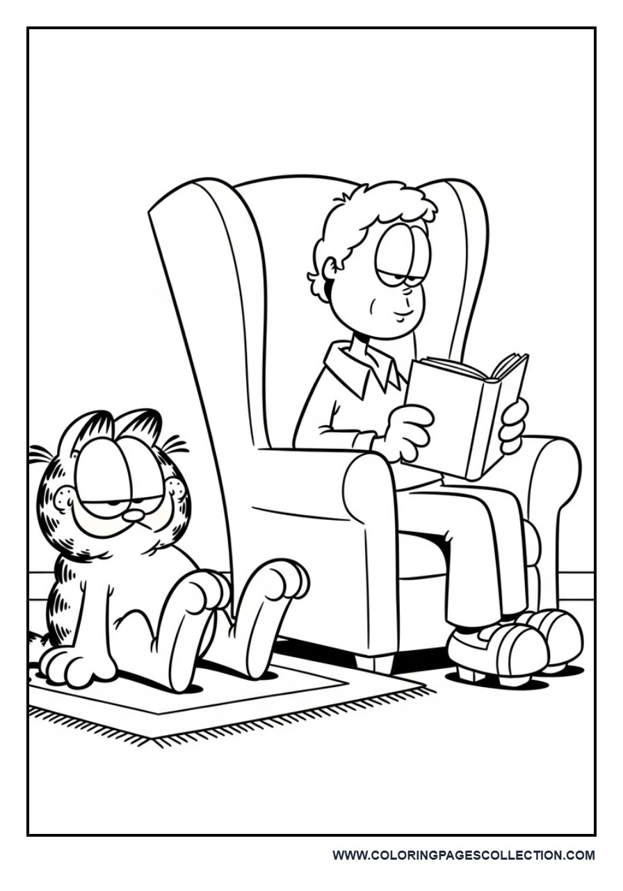 Garfield Sitting While Jon Reads