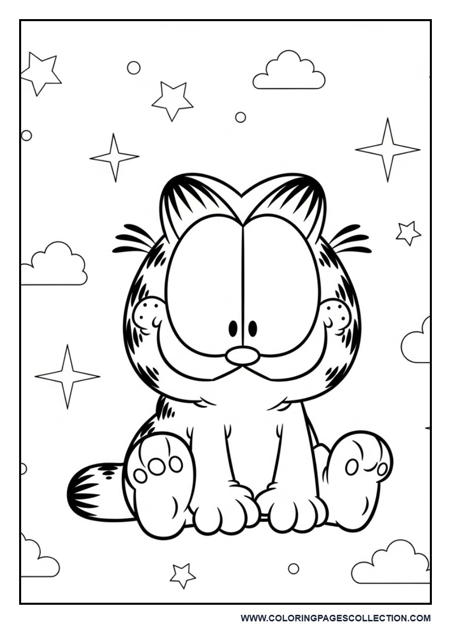 Garfield Sitting with Stars Around