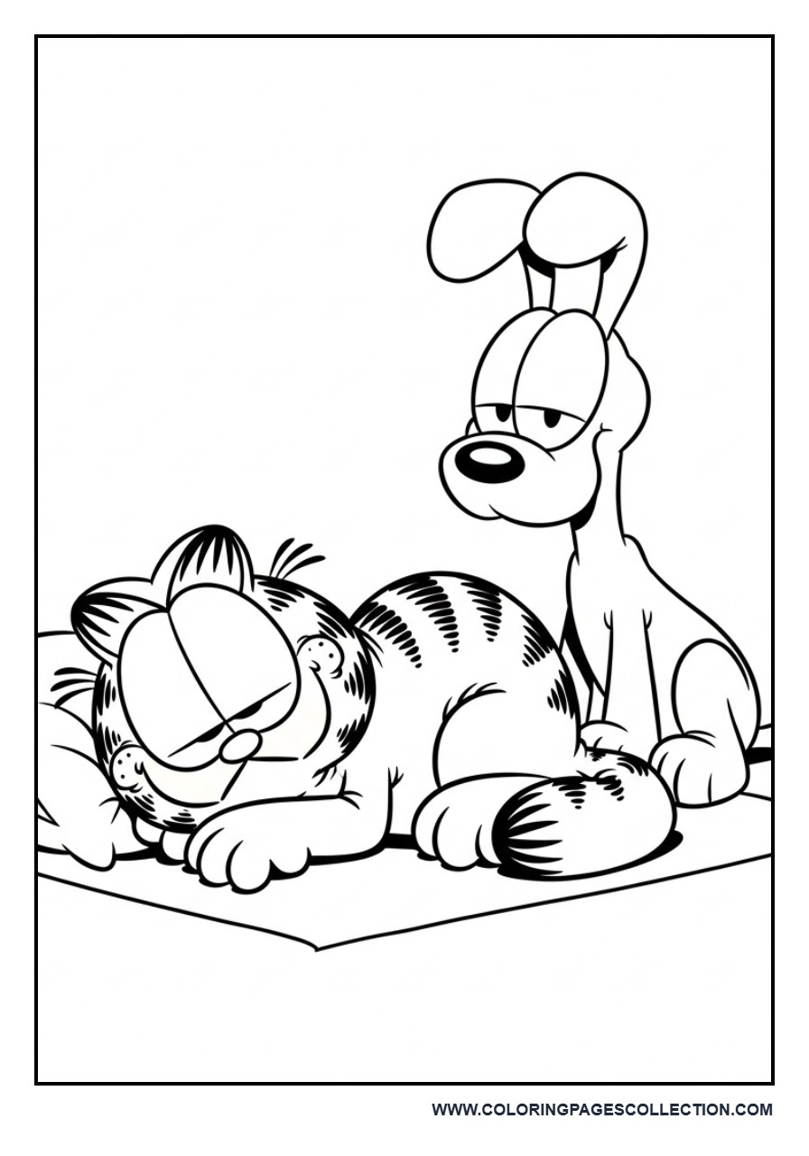 Garfield Sleeping While Odie Watches