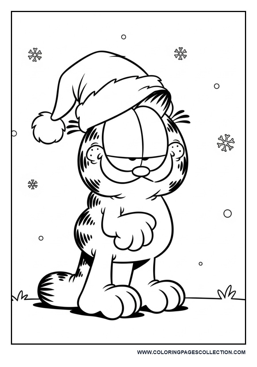 Garfield Wearing Santa Hat