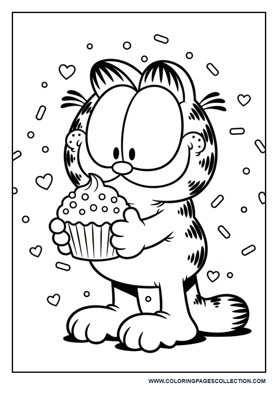 Garfield with Cute Cupcake