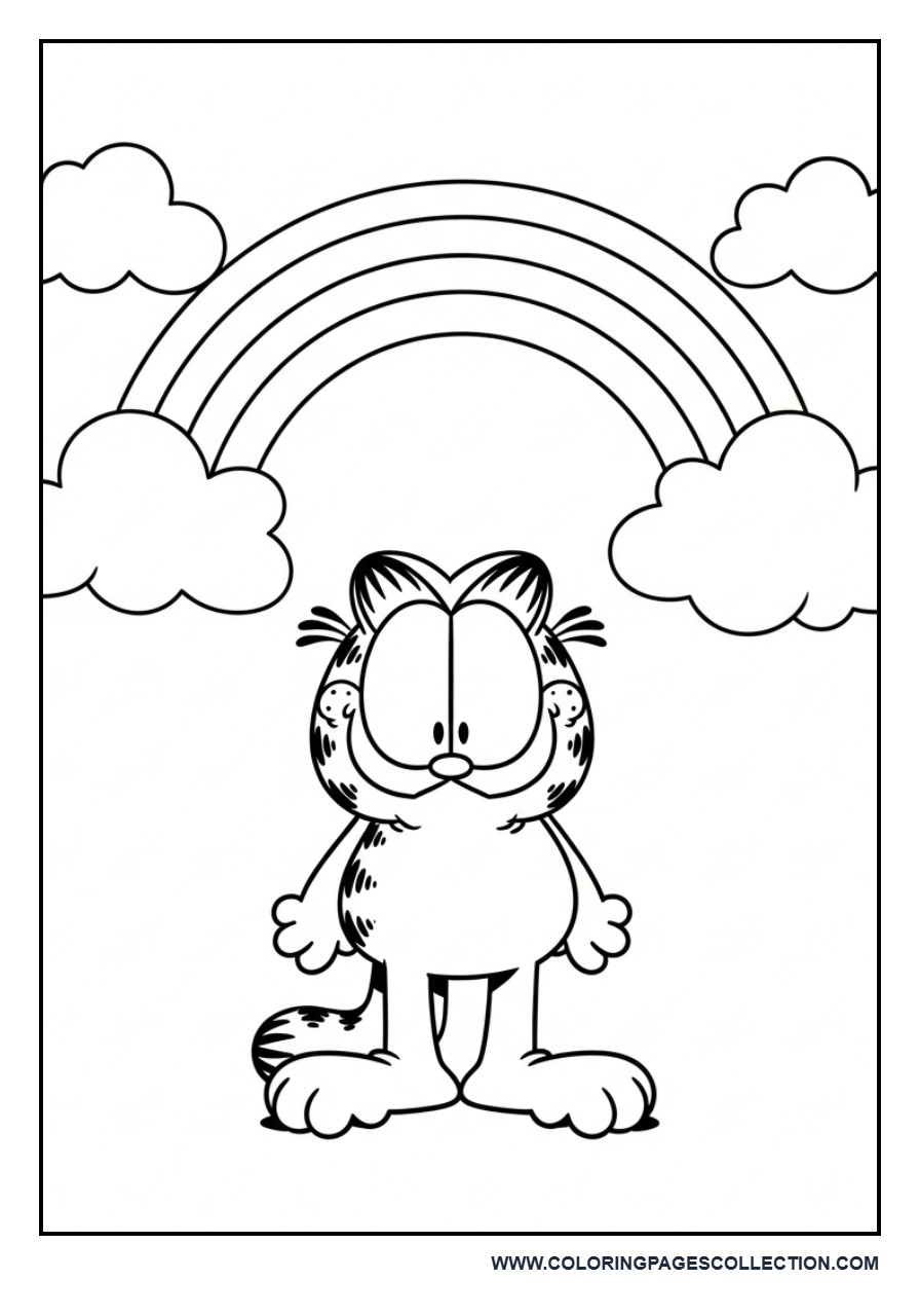 Garfield with Rainbow and Clouds