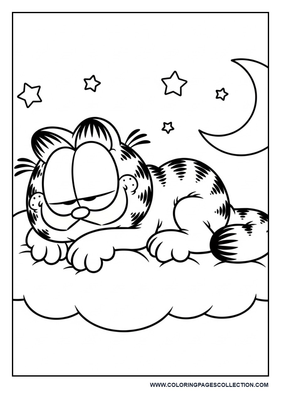 Sleeping Kawaii Garfield on Cloud