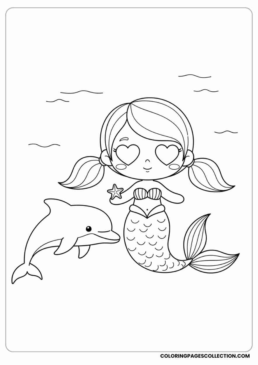 Chibi Mermaid with Dolphin