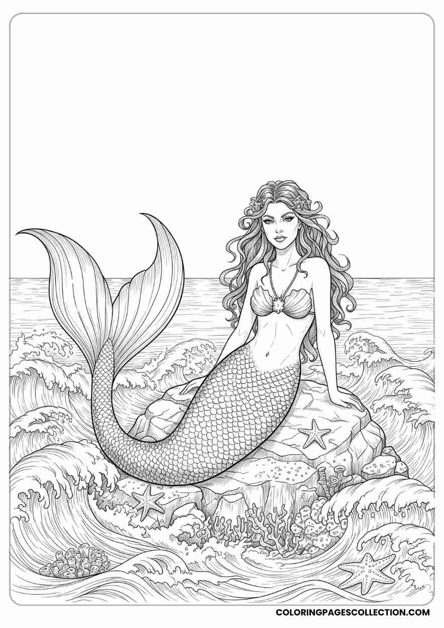 Realistic Mermaid on a Rock