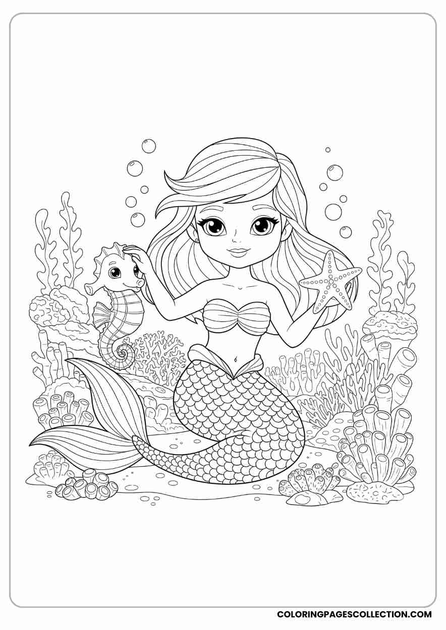 Mermaid Girl Riding a Dolphin