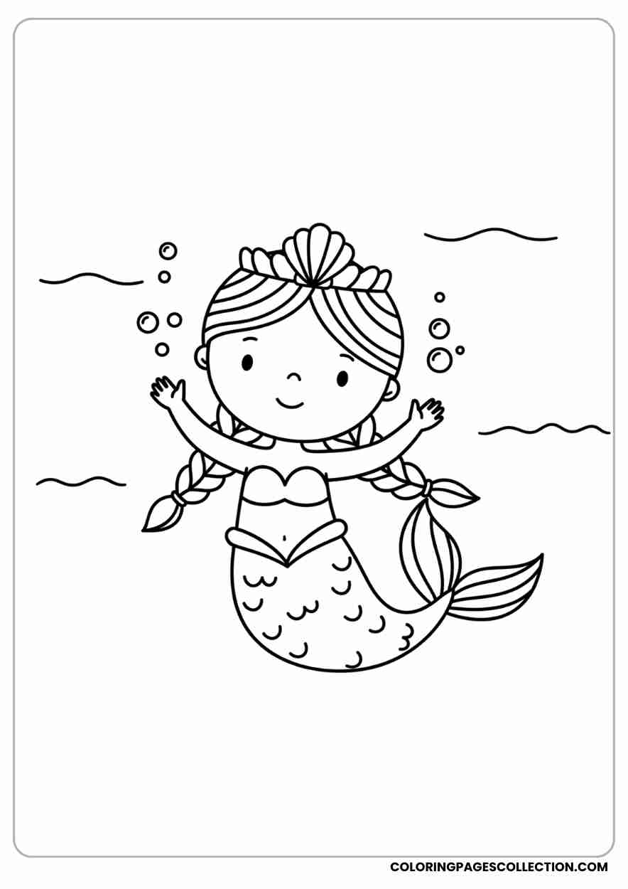 Toddler Mermaid with Braided Hair